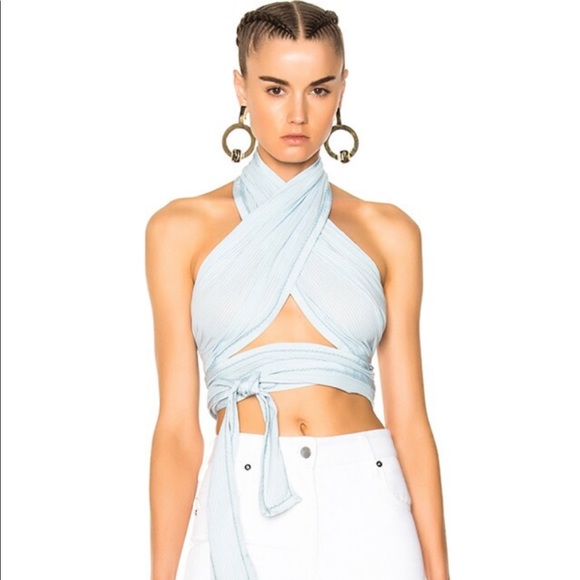 LPA Tops - NWOT LPA for FWRD Top 532 in Sky Blue | LPA Wrap Crop Top